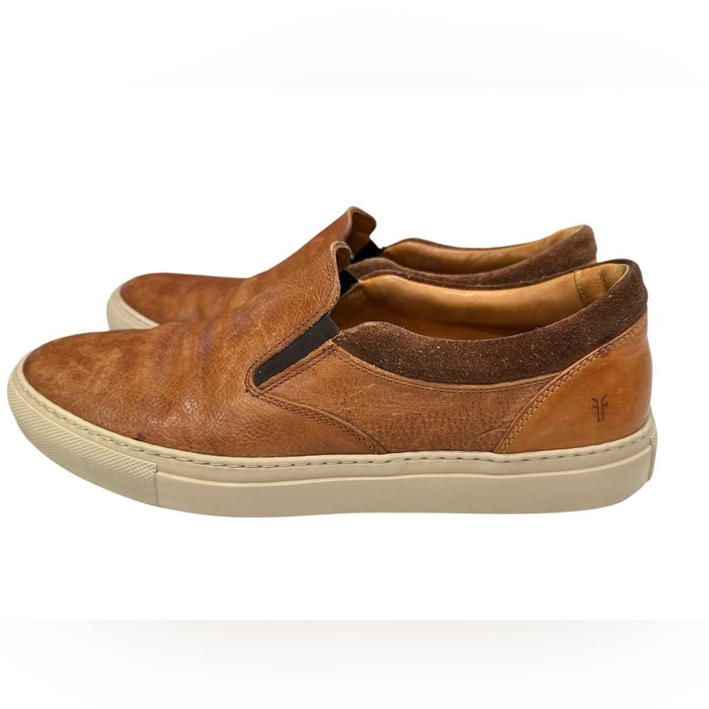 Frye Italian Leather Slip On Loafers in Tan Cognac Mens Size 7 B14